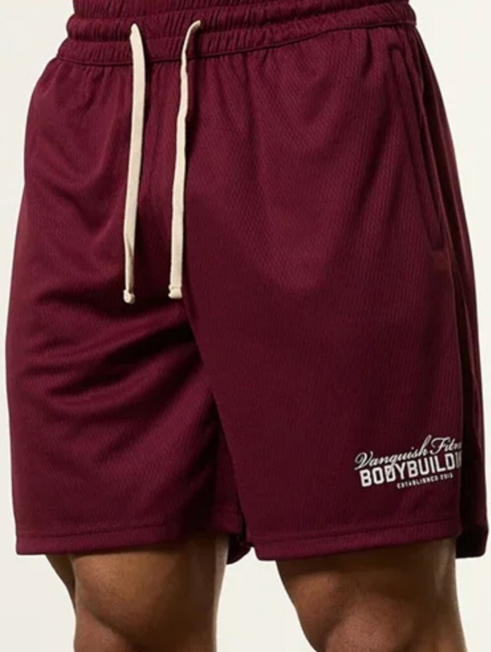 Vanquish Men's Maroon Mesh Athletic Drawstring Shorts
